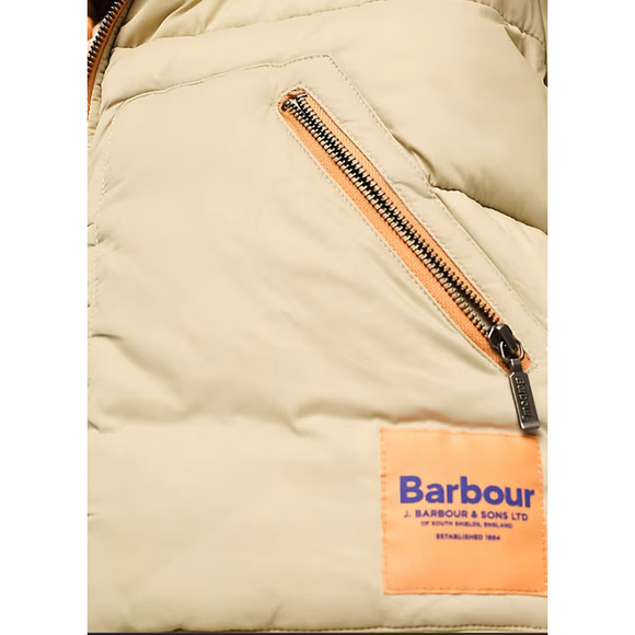 Barbour Women's  hooded puffer coat in stone Size 10 Stone/Orange NWT - Picture 3 of 6